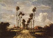 HOBBEMA, Meyndert The avenue in Middelharnis oil